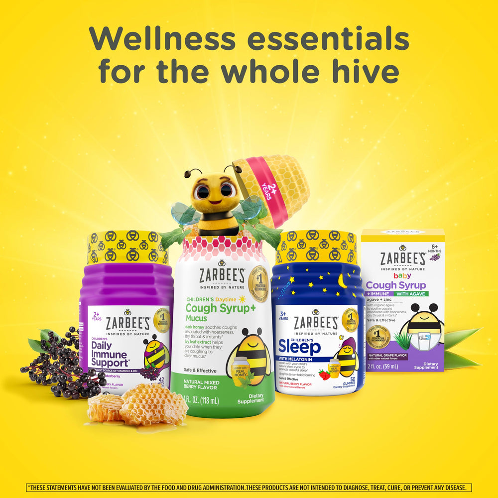 Zarbee's extracto de saúco cercano ilustrando ingrediente natural principal