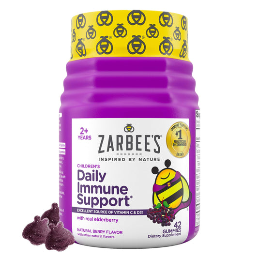 Zarbee's envase frontal elderberry mostrando beneficios diarios