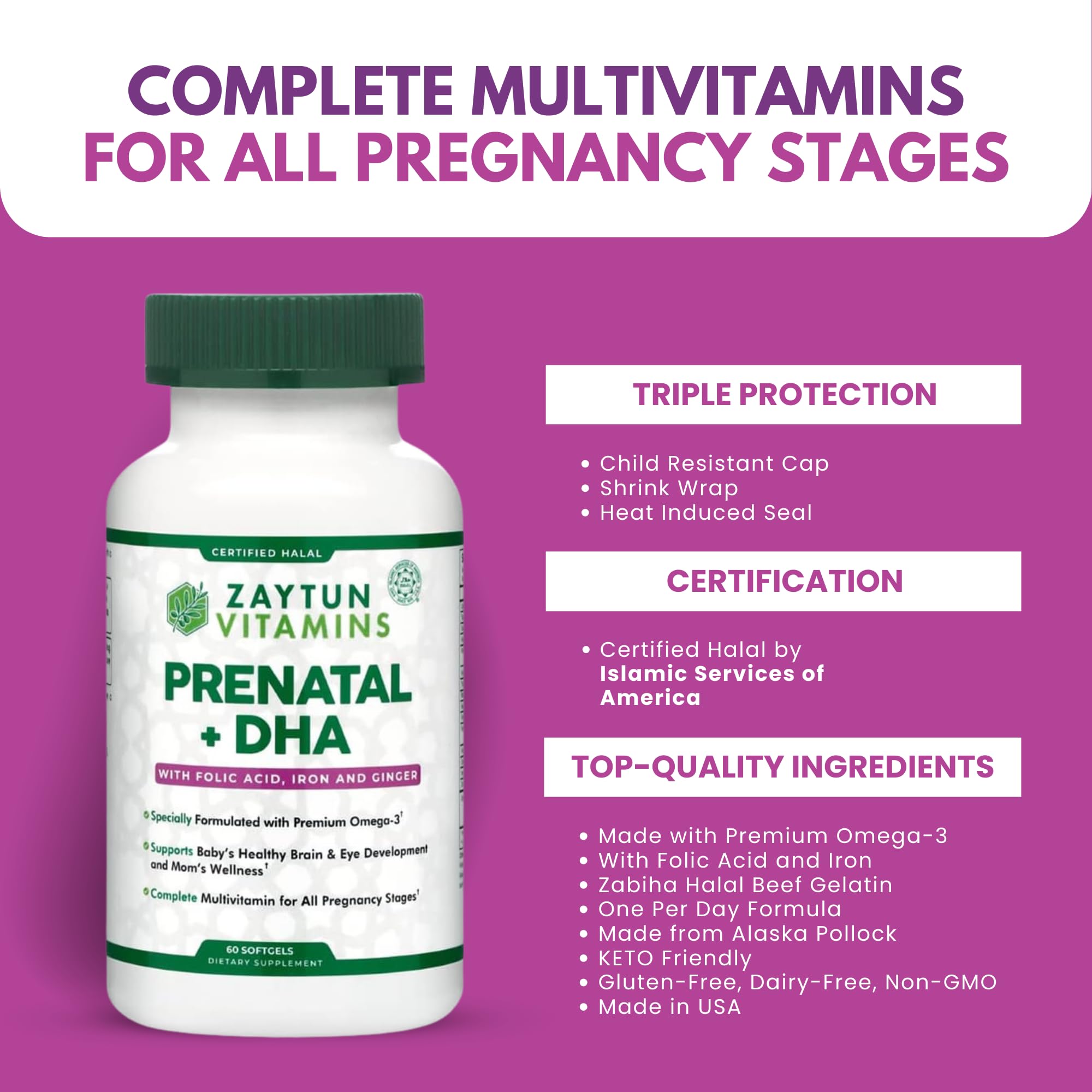 Zaytun Vitamins en escena lifestyle con mujer embarazada tomando su suplemento diario