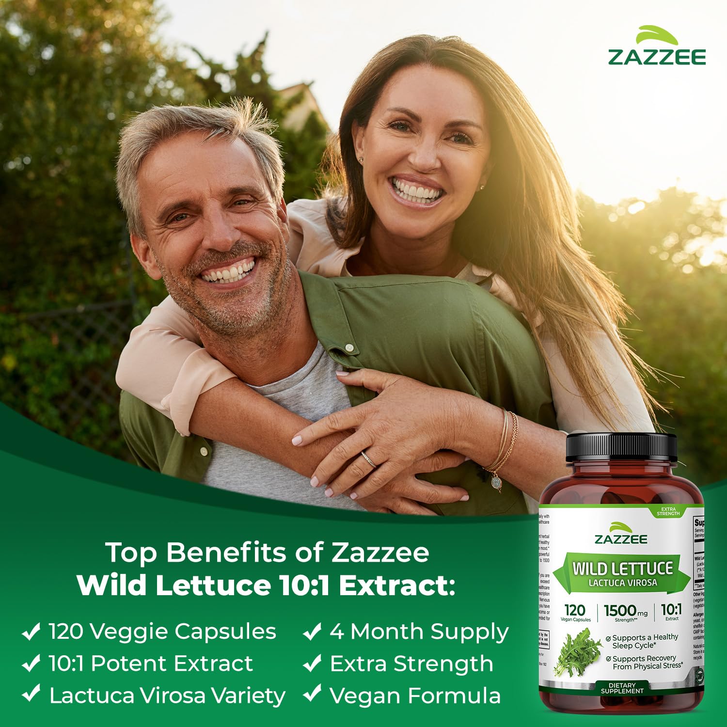 Zazzee etiqueta con lista de ingredientes y certificaciones visibles