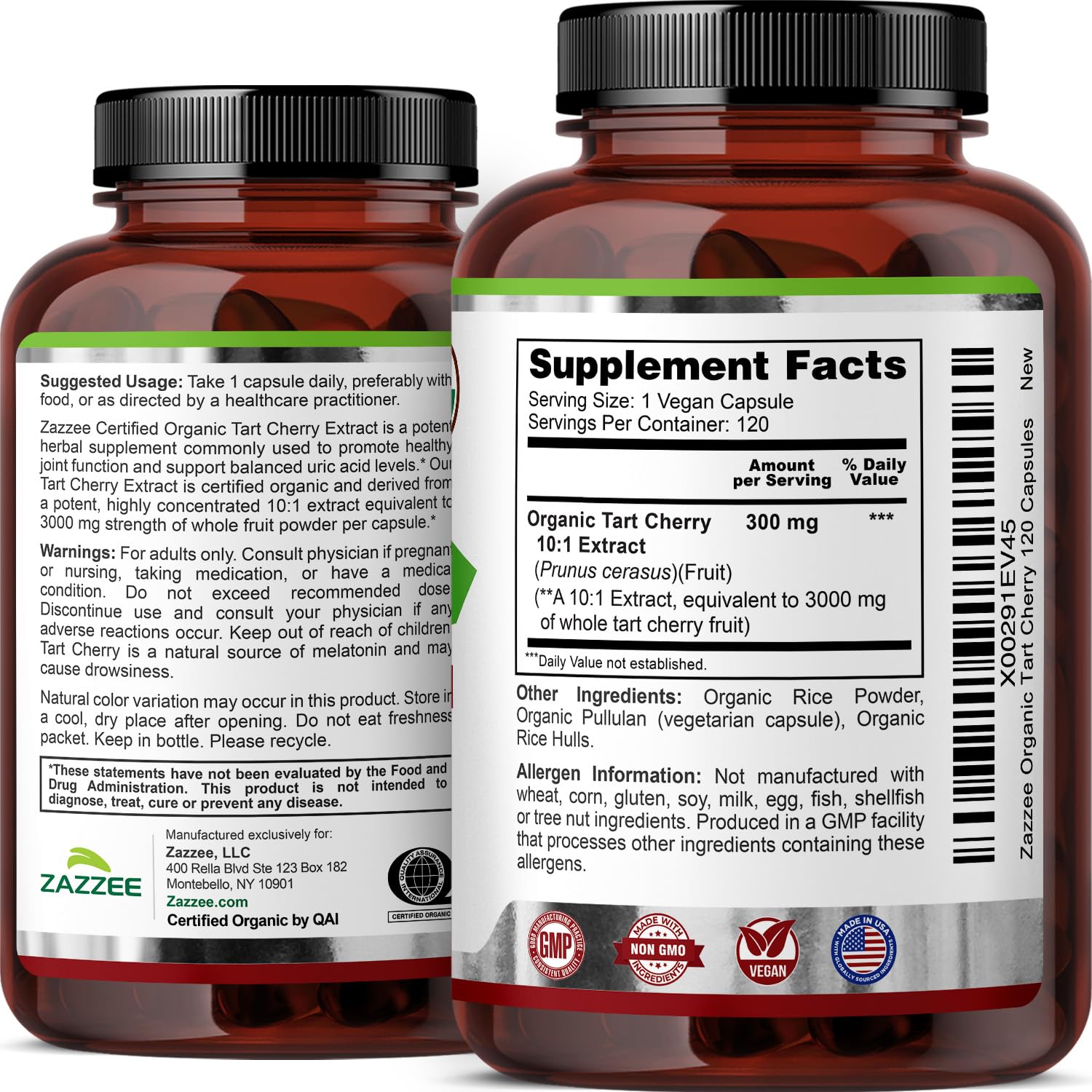 Zazzee cerezas Montmorency frescas resaltando origen natural del extracto