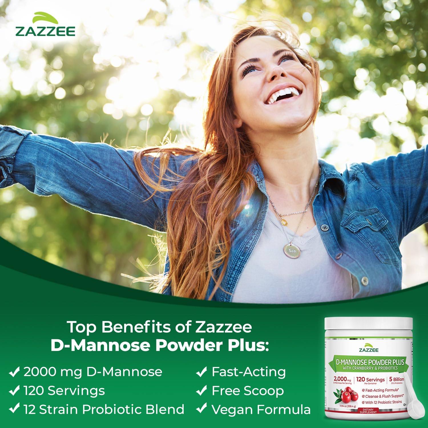 Zazzee cuchara dosificadora incluida para dosis exactas y cómodas