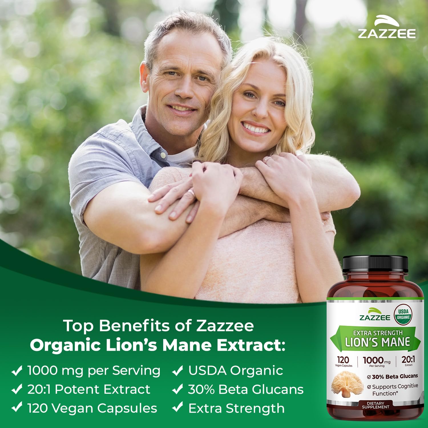 Zazzee detalle de etiqueta con 30% beta glucanos y transparencia