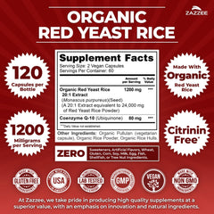 Zazzee etiqueta con lista de ingredientes orgánicos y beneficios claros