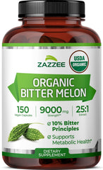 Zazzee frasco frontal mostrando etiquetas orgánicas y conveniencia