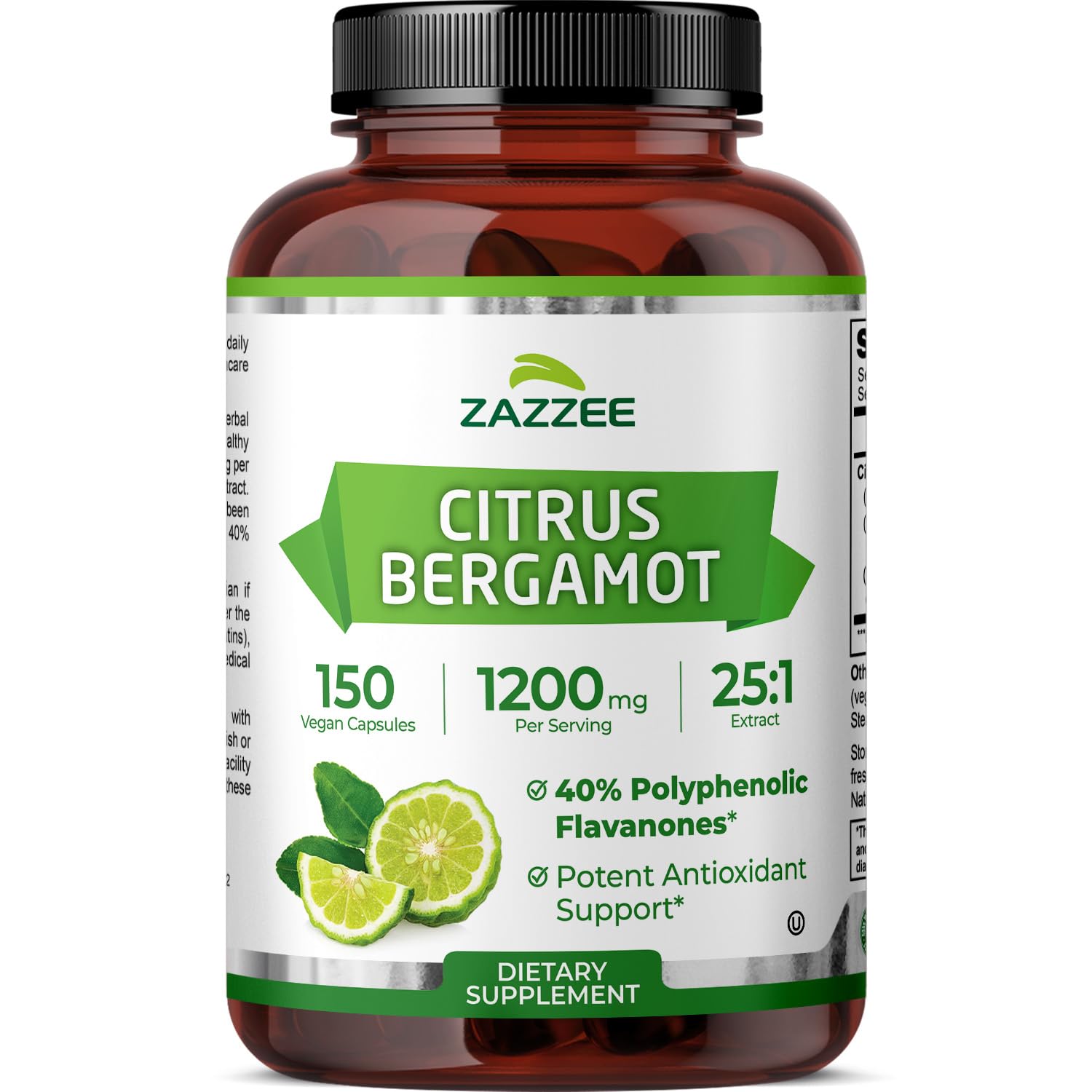 Zazzee envase frontal mostrando 150 cápsulas y beneficios claros