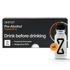 ZBiotics pack frontal de 6 botellas mostrando portabilidad y conveniencia