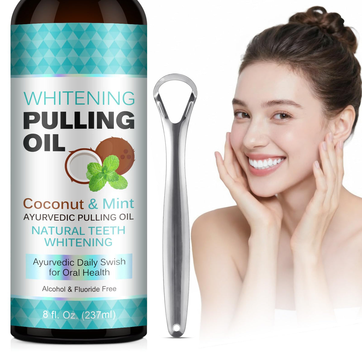 ZCPMFKC envase frontal de aceite de coco y menta mostrando frescura natural