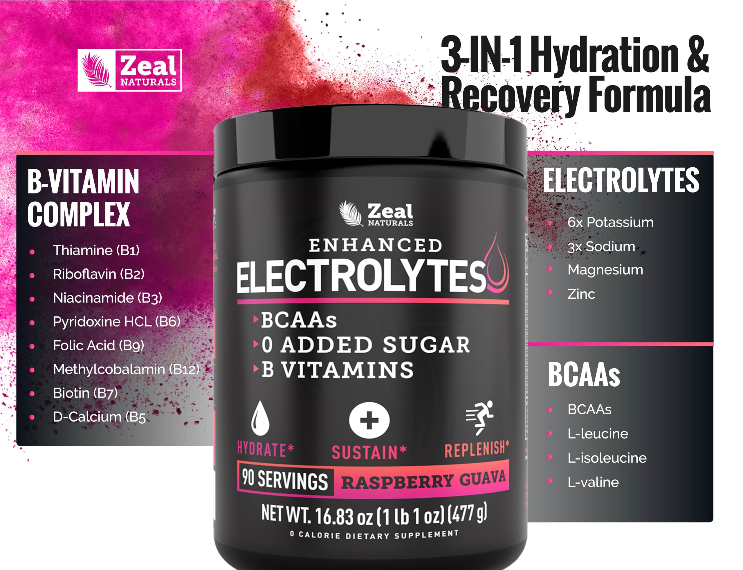 Contenedor Zeal Naturals en mano para comparar tamaño y cantidades, bote práctico y portátil