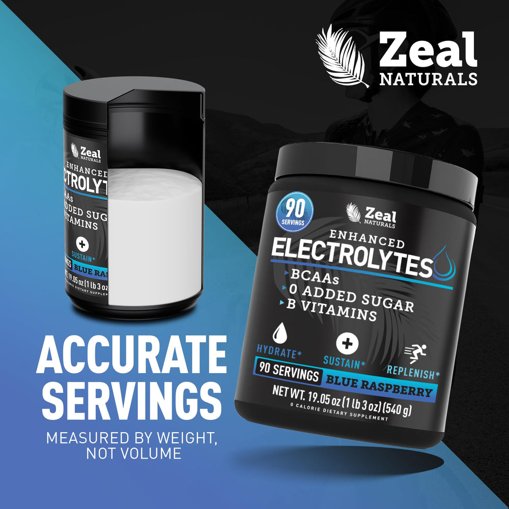Zeal Naturals envase junto a una botella para comparar tamaño y cantidad de porciones