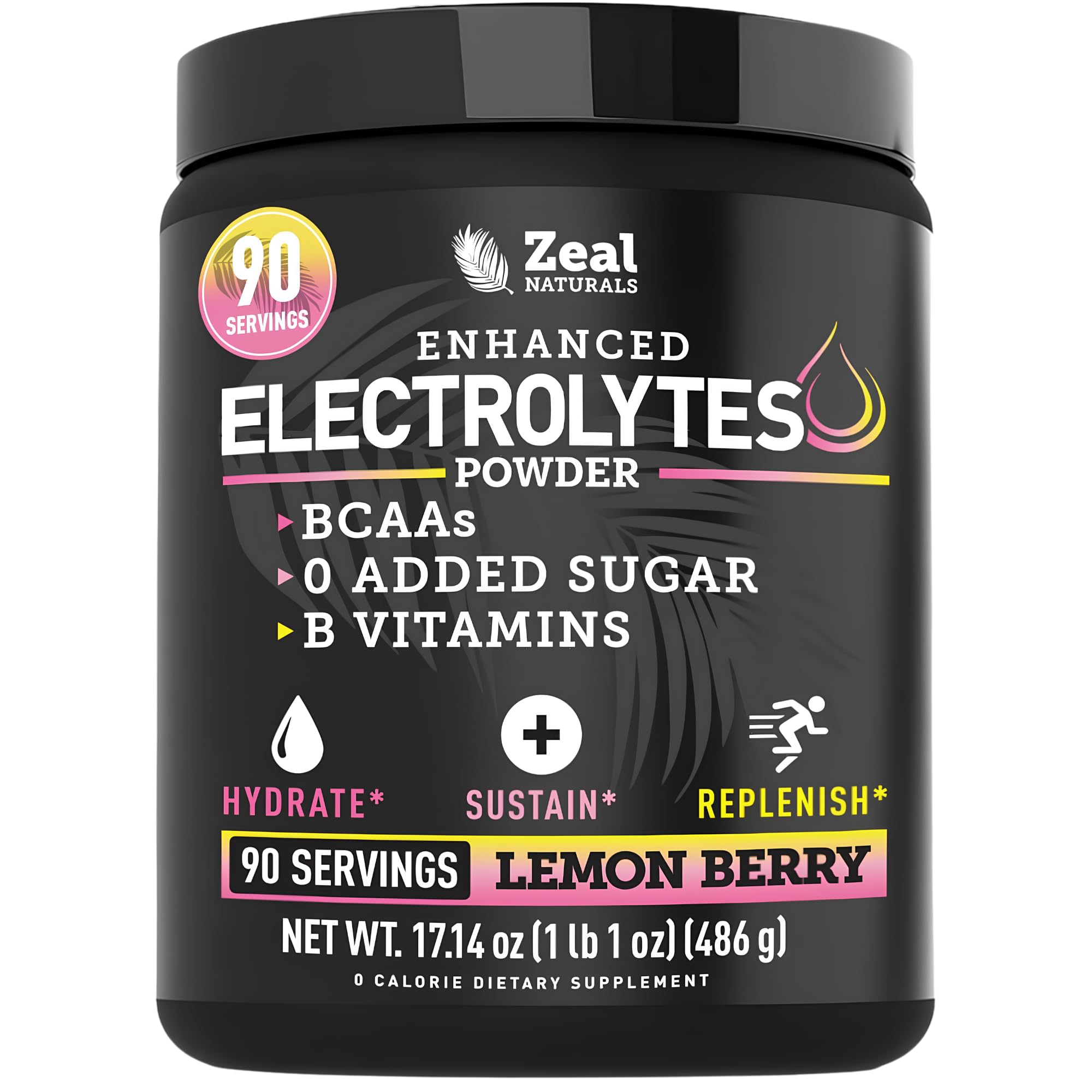 Zeal Naturals envase frontal Limón Berry mostrando 90 servicios y beneficio hidratación
