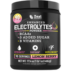 Zeal Naturals envase frontal Limón Berry mostrando 90 servicios y beneficio hidratación