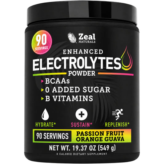 Zeal Naturals frasco frontal mostrando envase y sabor tropical, útil para identificar producto