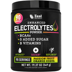 Zeal Naturals frasco frontal mostrando envase y sabor tropical, útil para identificar producto