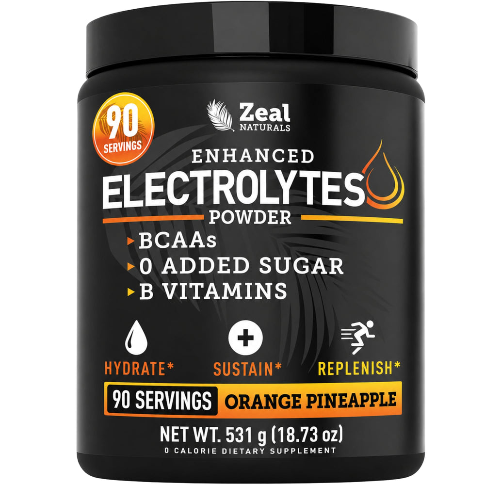Zeal Naturals frente del envase mostrando 90 porciones y beneficios