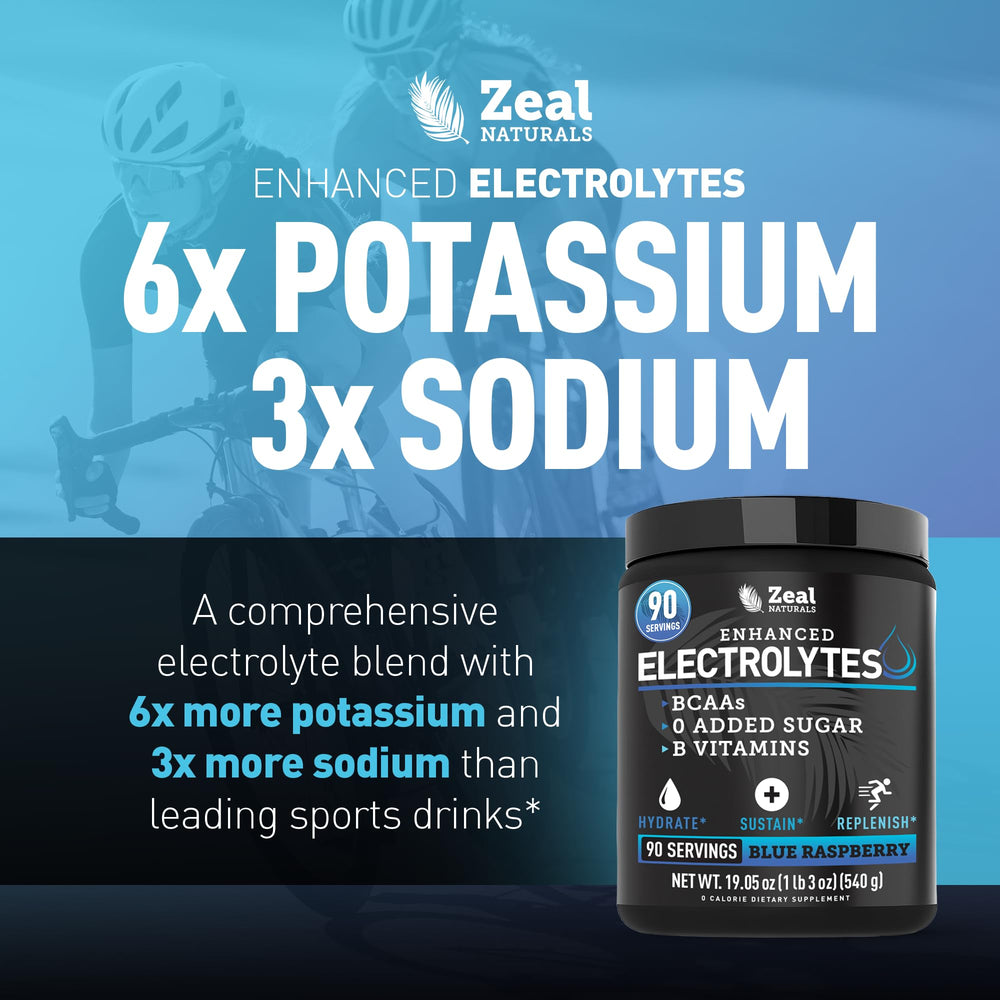 Zeal Naturals vaso preparado con bebida azul listo para beber y apoyar recuperación
