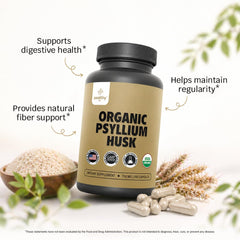 Zealthy Life detalle del polvo de psyllium que demuestra fibra orgánica pura