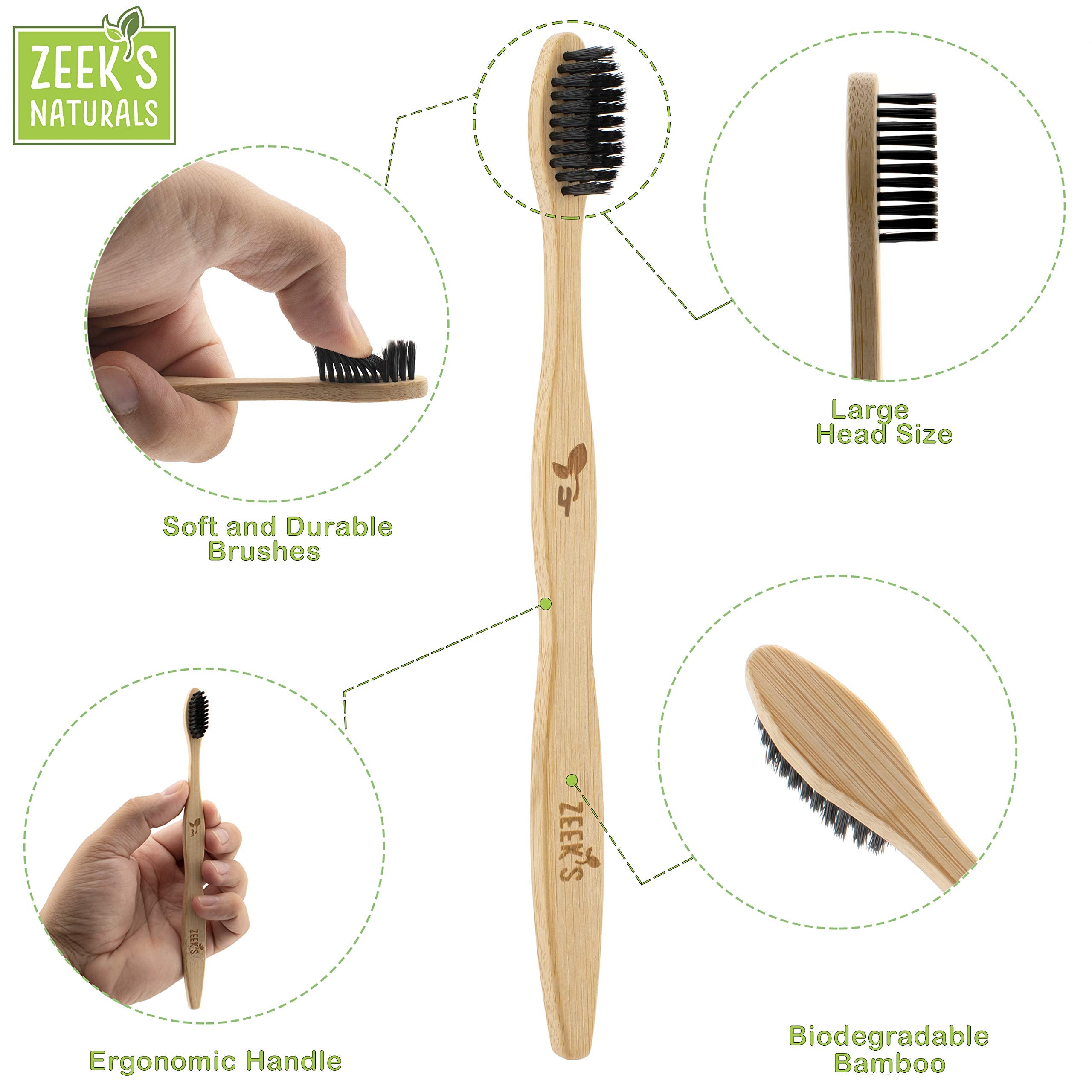 Zeek's Naturals cepillo en uso familiar, organización numerada