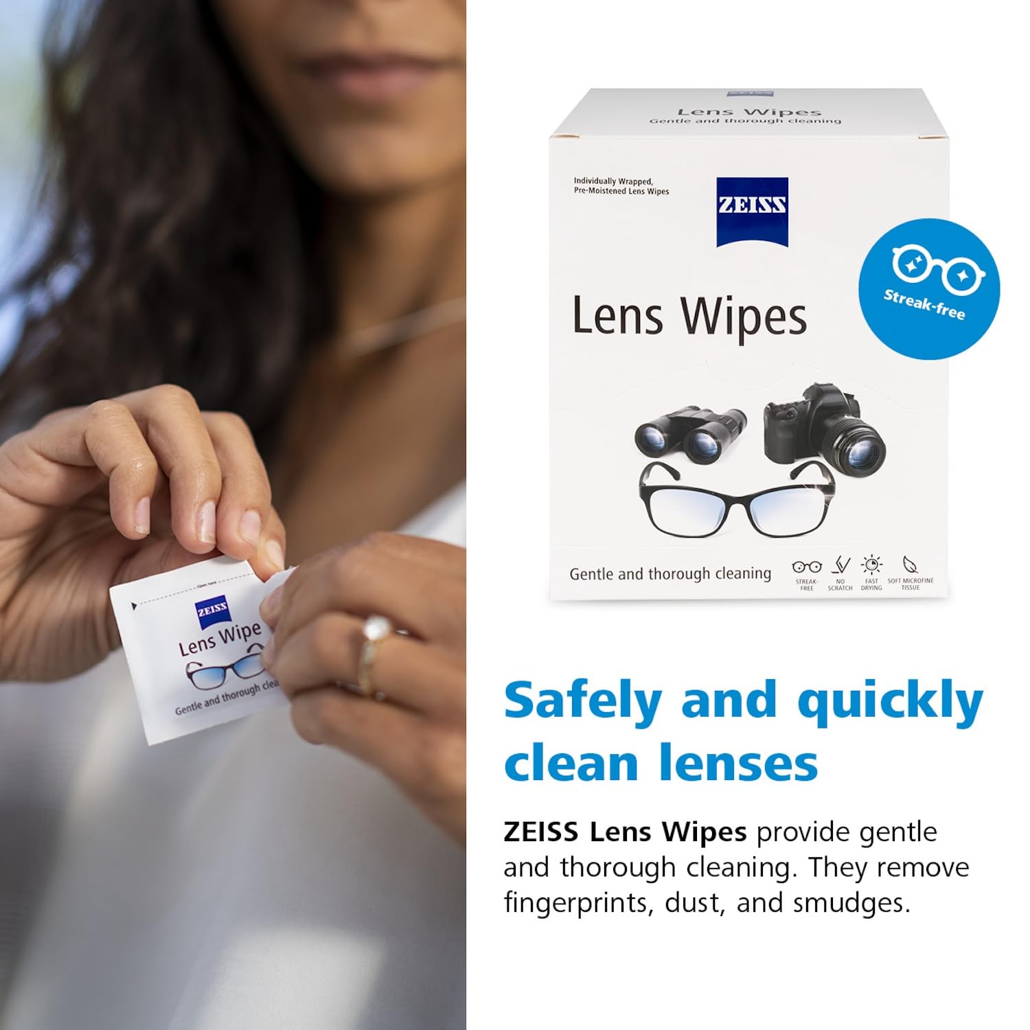 ZEISS comparación de tamaño con monedero, cómodo para transporte