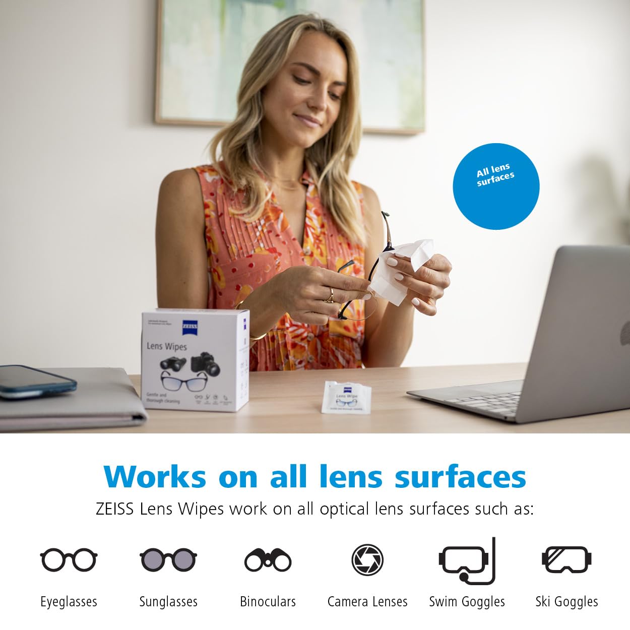ZEISS limpieza de gafas de sol sin rayas ni manchas visibles