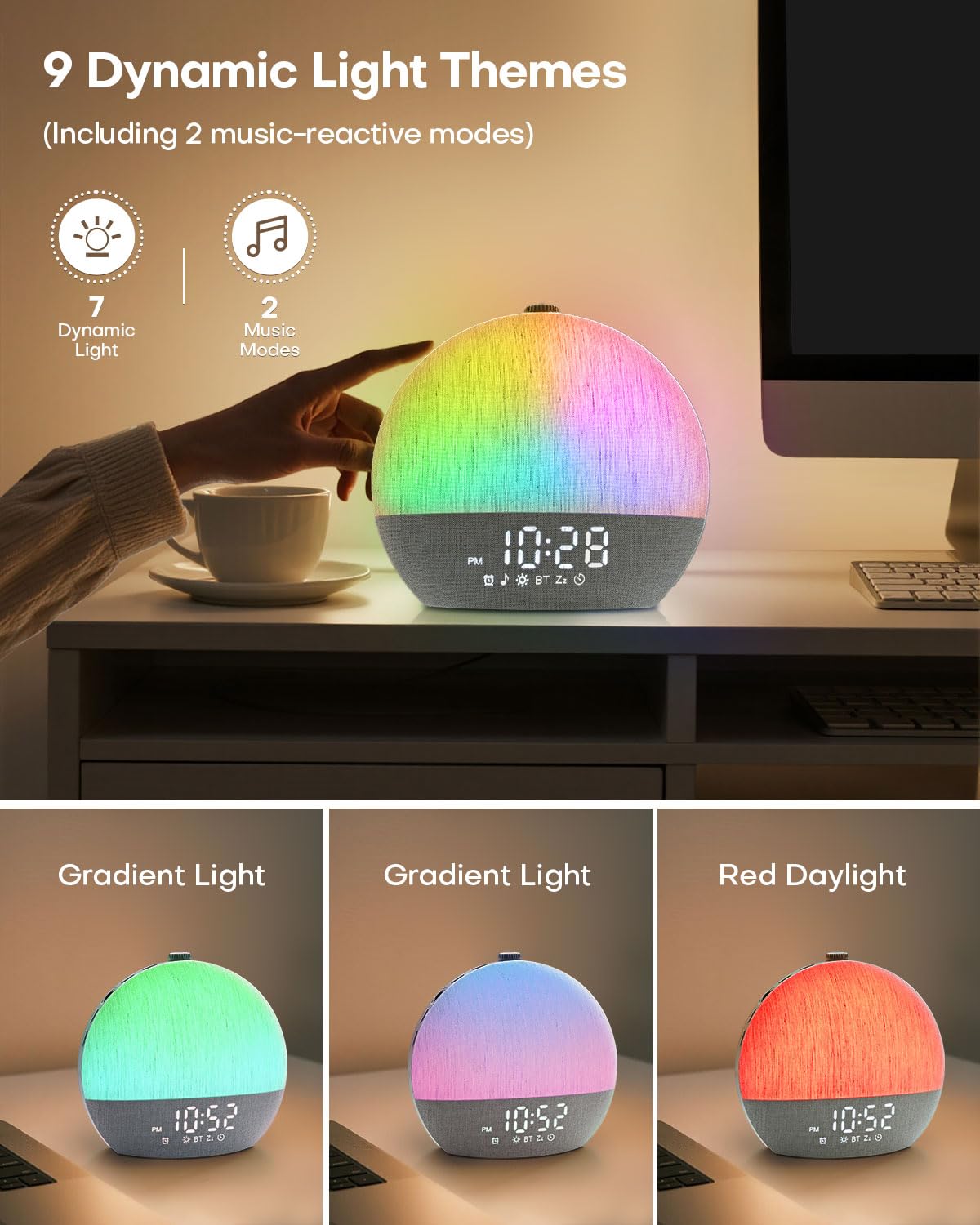 Zelaclock luz temática roja-rosa creando ambiente relajante