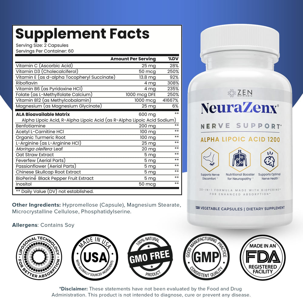 Zen Nutrients NeuraZenX acercamiento a cápsulas mostrando textura y pureza