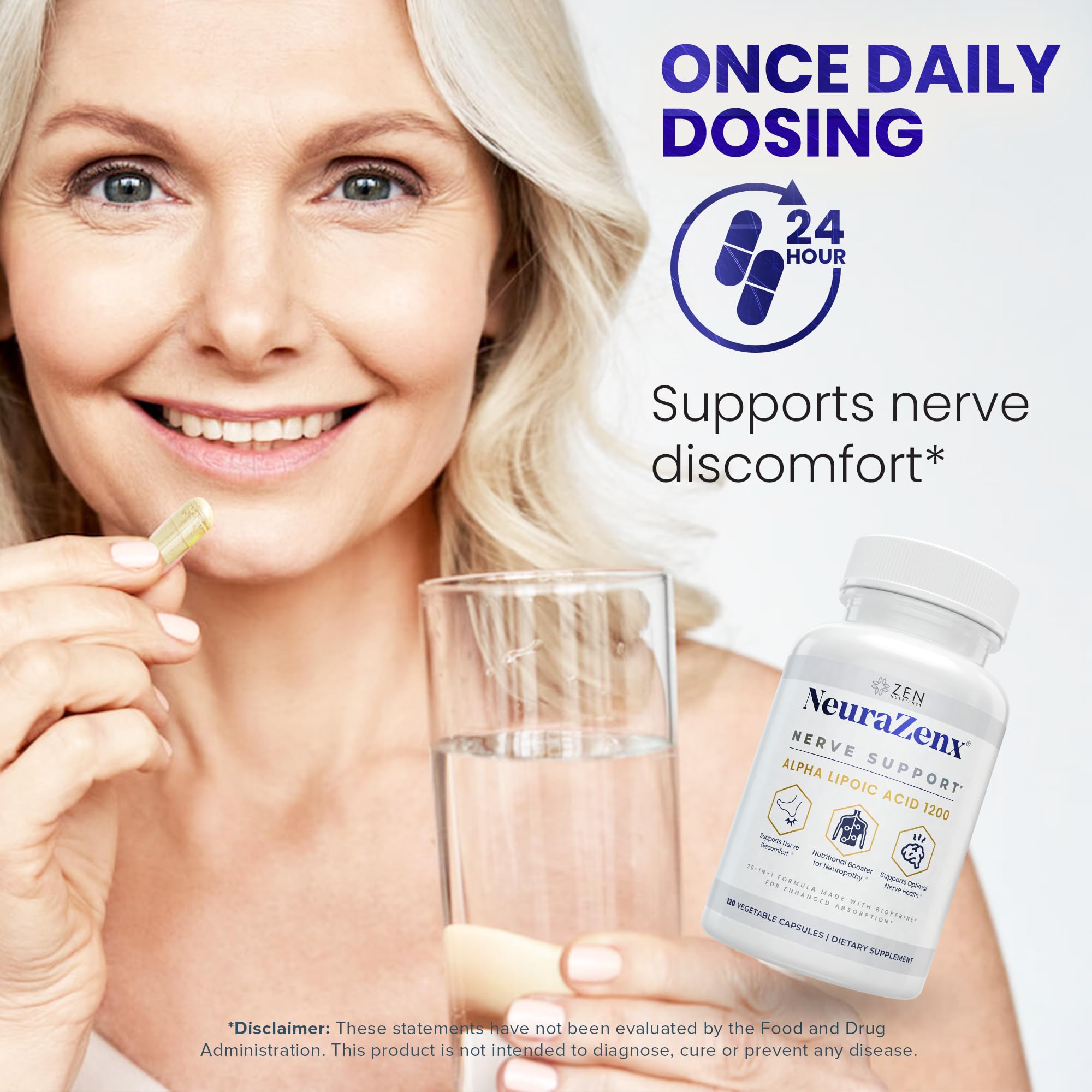 Zen Nutrients NeuraZenX envase abierto con cápsulas listas para uso