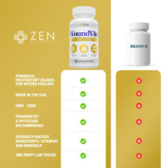 Escena de estilo de vida con Zen Nutrients WoundVite en un entorno de autocuidado relajado