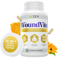 Zen Nutrients WoundVite vista frontal del envase muestra presentación profesional y confianza