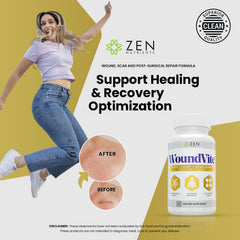Detalle de la textura de la cápsula de Zen Nutrients WoundVite enfatizando calidad vegana