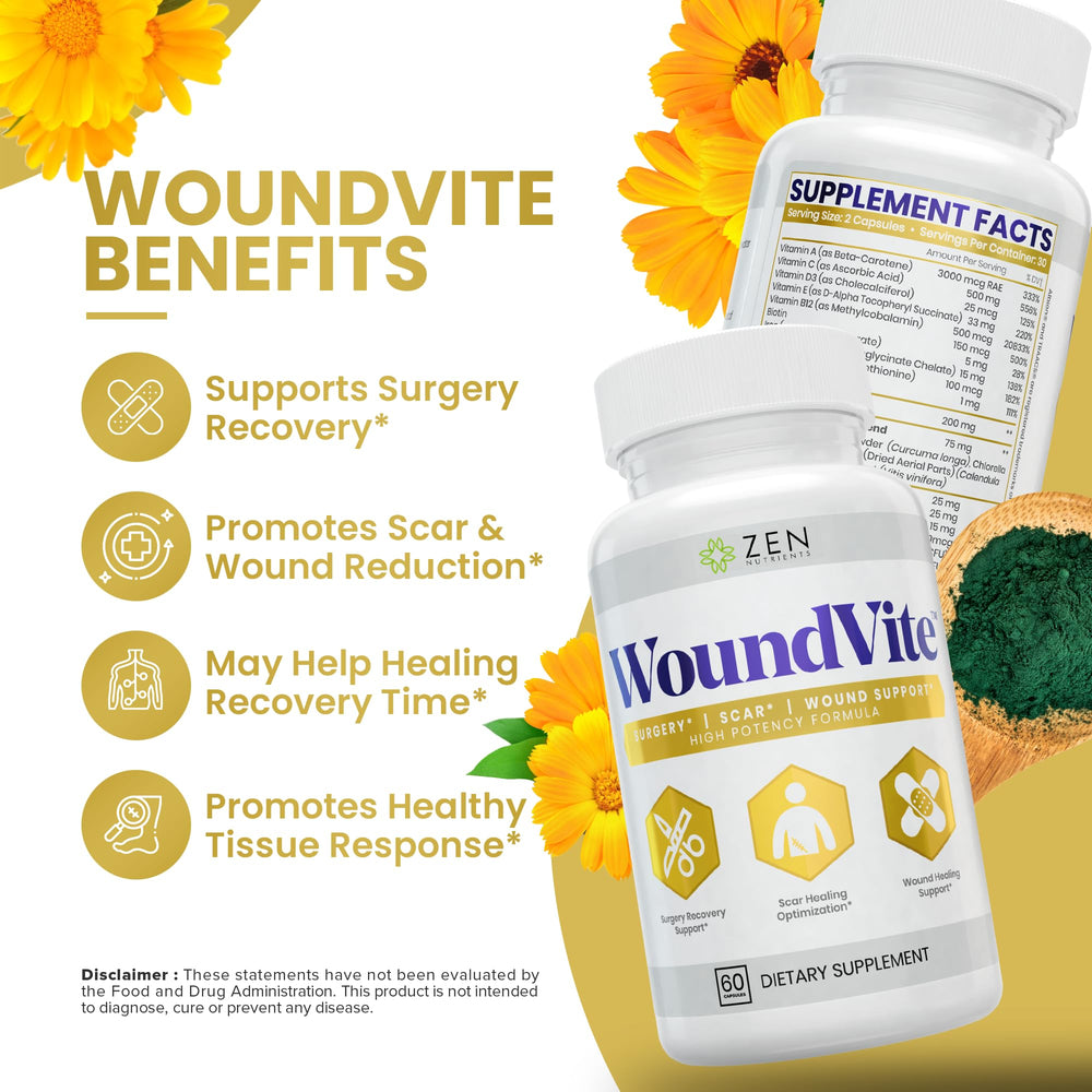 Paciente tomando Zen Nutrients WoundVite durante recuperación postoperatoria para apoyo