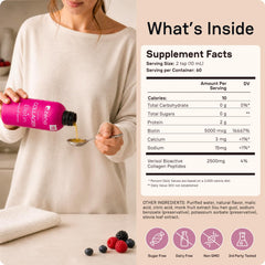 Zena Nutrition botella abierta vertiendo en vaso para consumo inmediato