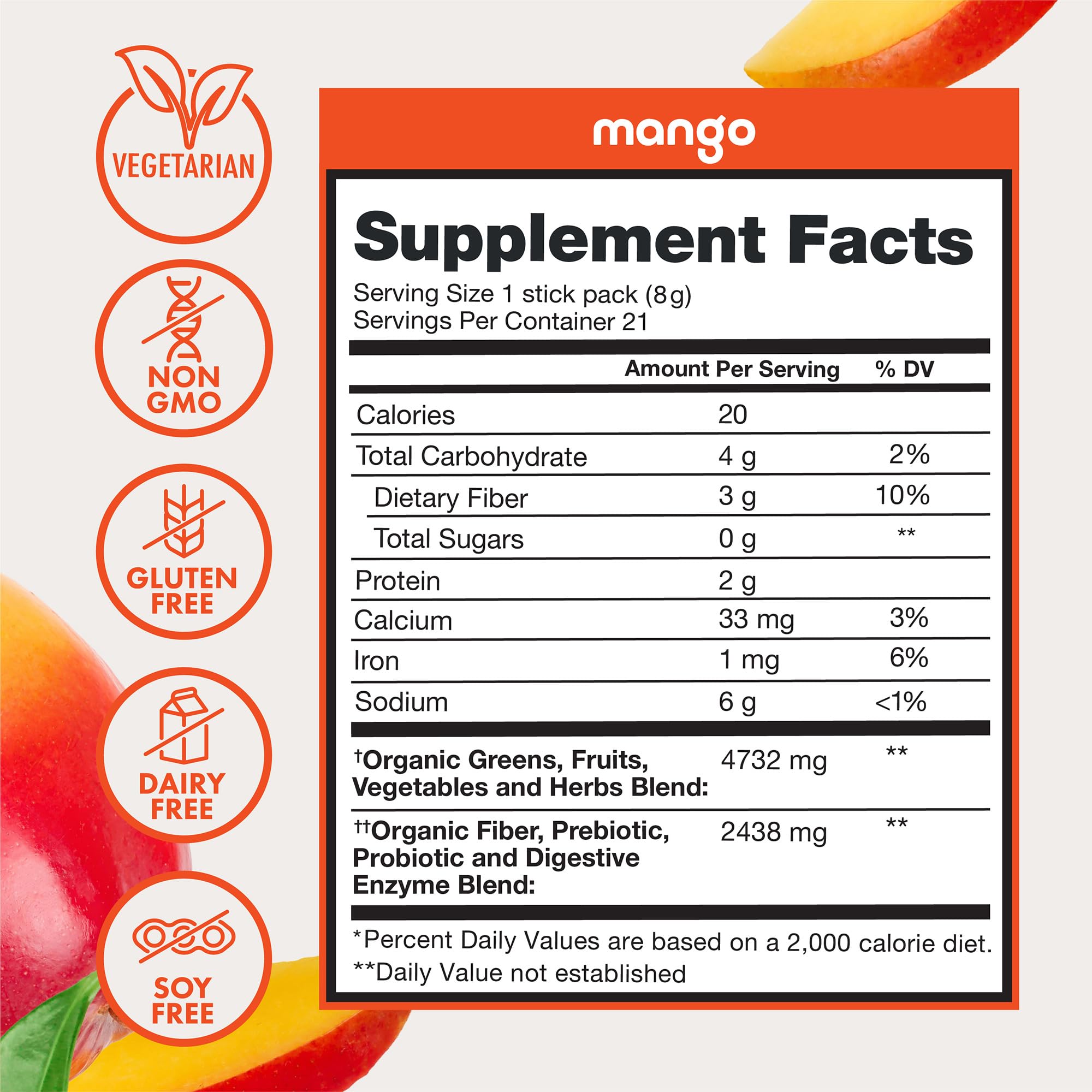 Zena Nutrition comparación de tamaño con mano para referencia de porción