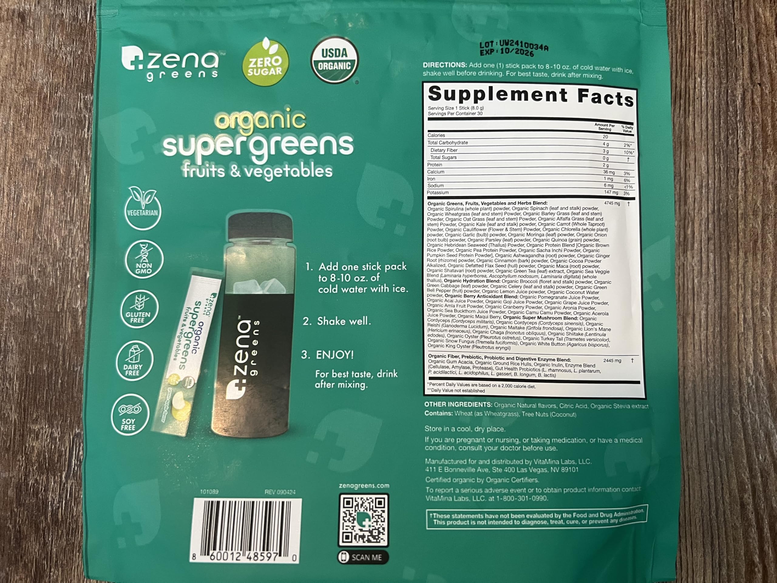 Zena Nutrition detalle de instrucciones de uso claras y prácticas