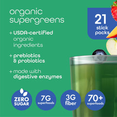 Zena Nutrition polvo verde textura homogénea para mezcla rápida