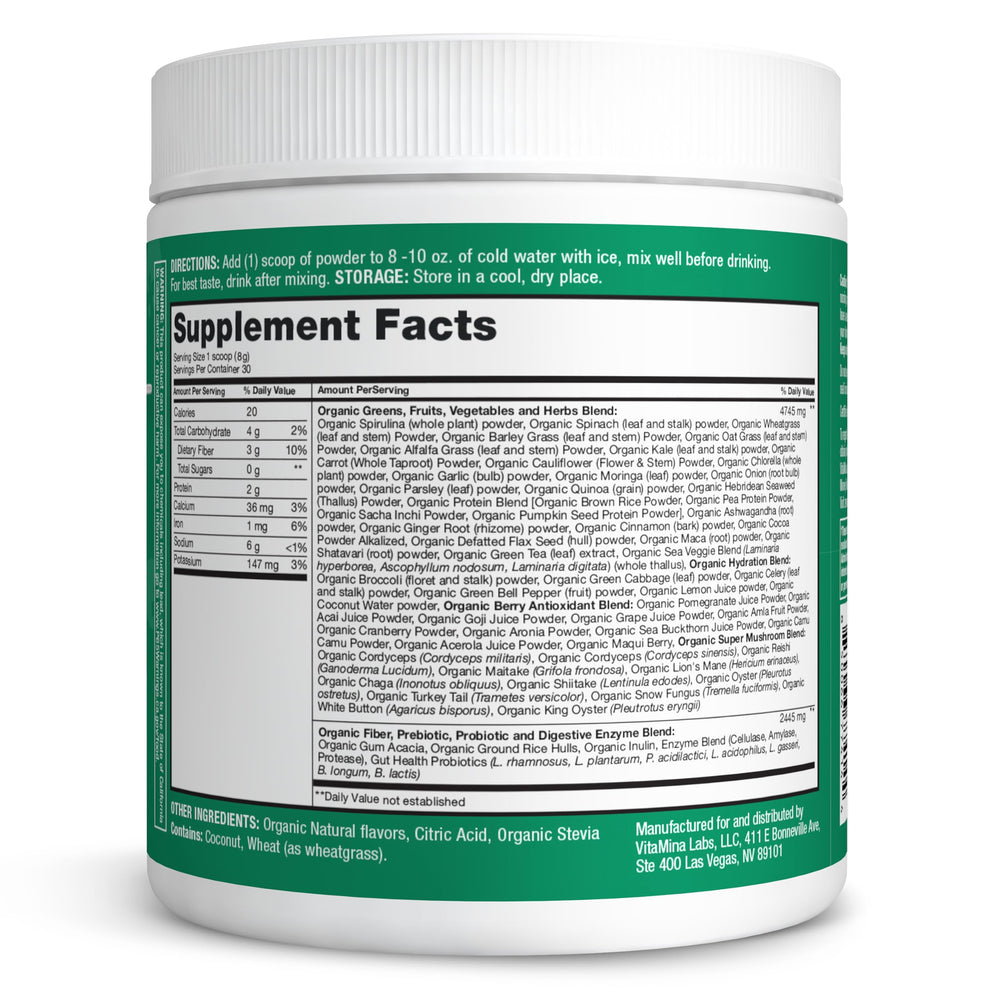 Zena Nutrition etiqueta USDA Organic certificada para confianza en ingredientes