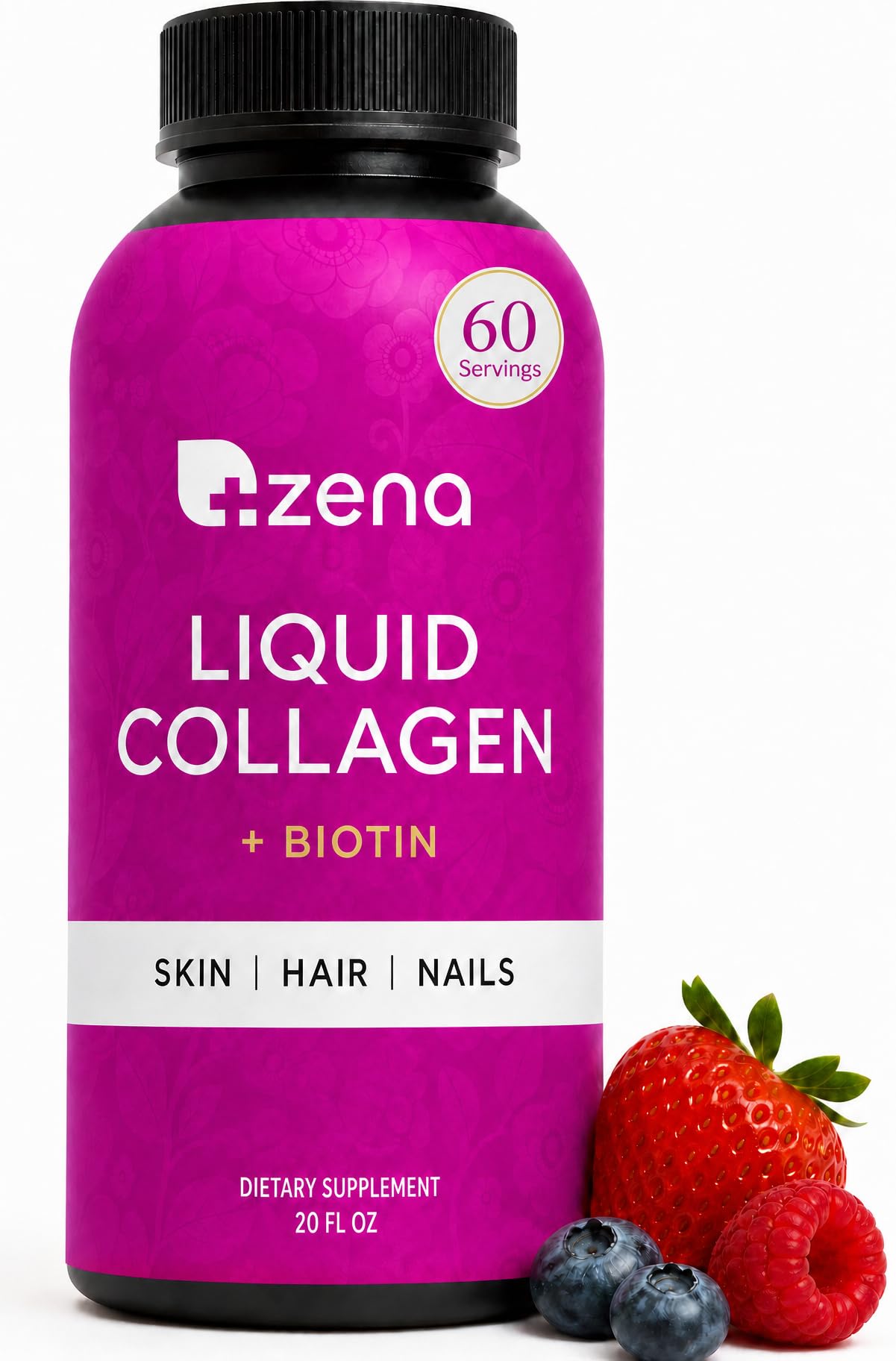 Zena Nutrition vista frontal del envase mostrando etiqueta y tamaño