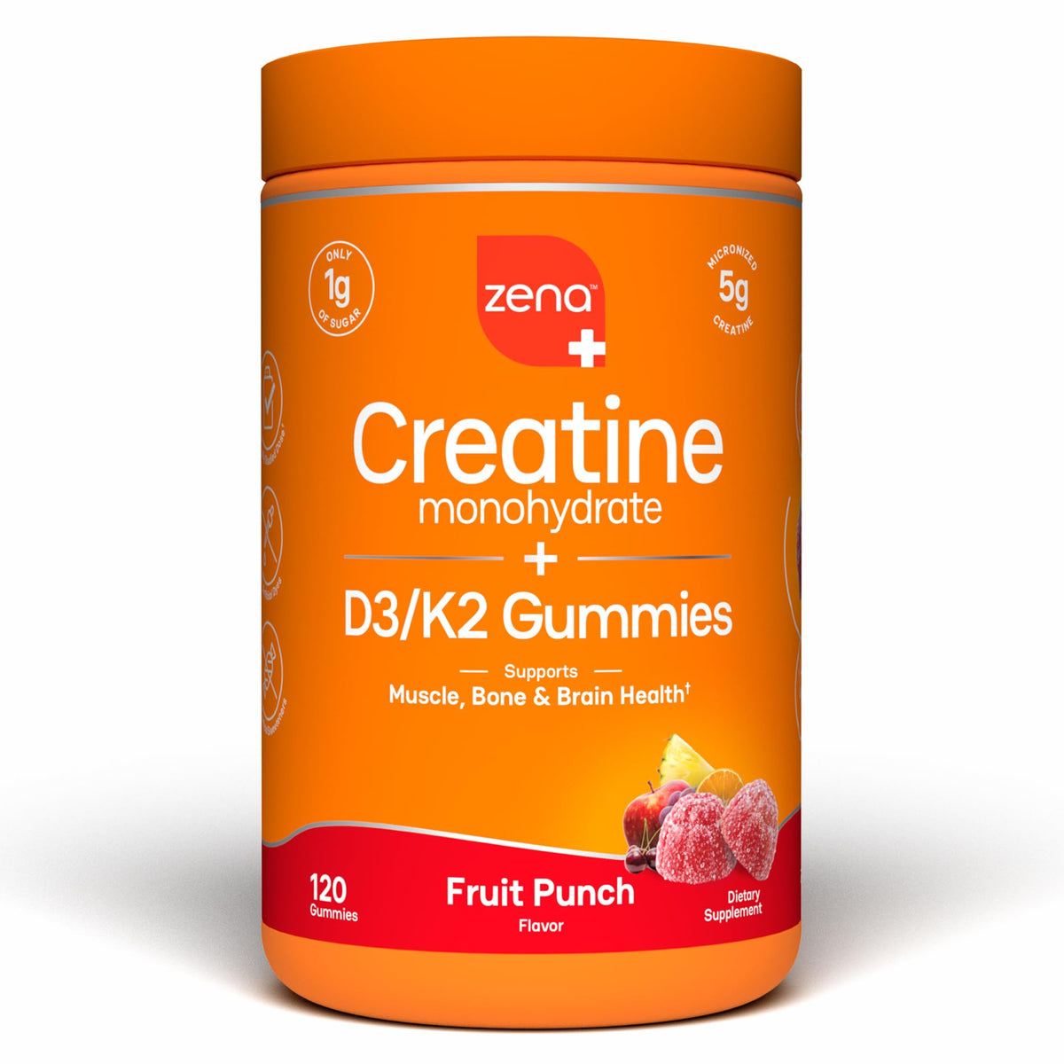 Zena Nutrition envase frontal mostrando 120 gominolas y beneficio conveniencia