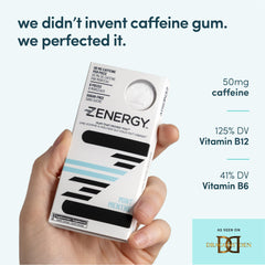 ZENERGY detalle de la textura del chicle que resalta sabor menta sin amargor