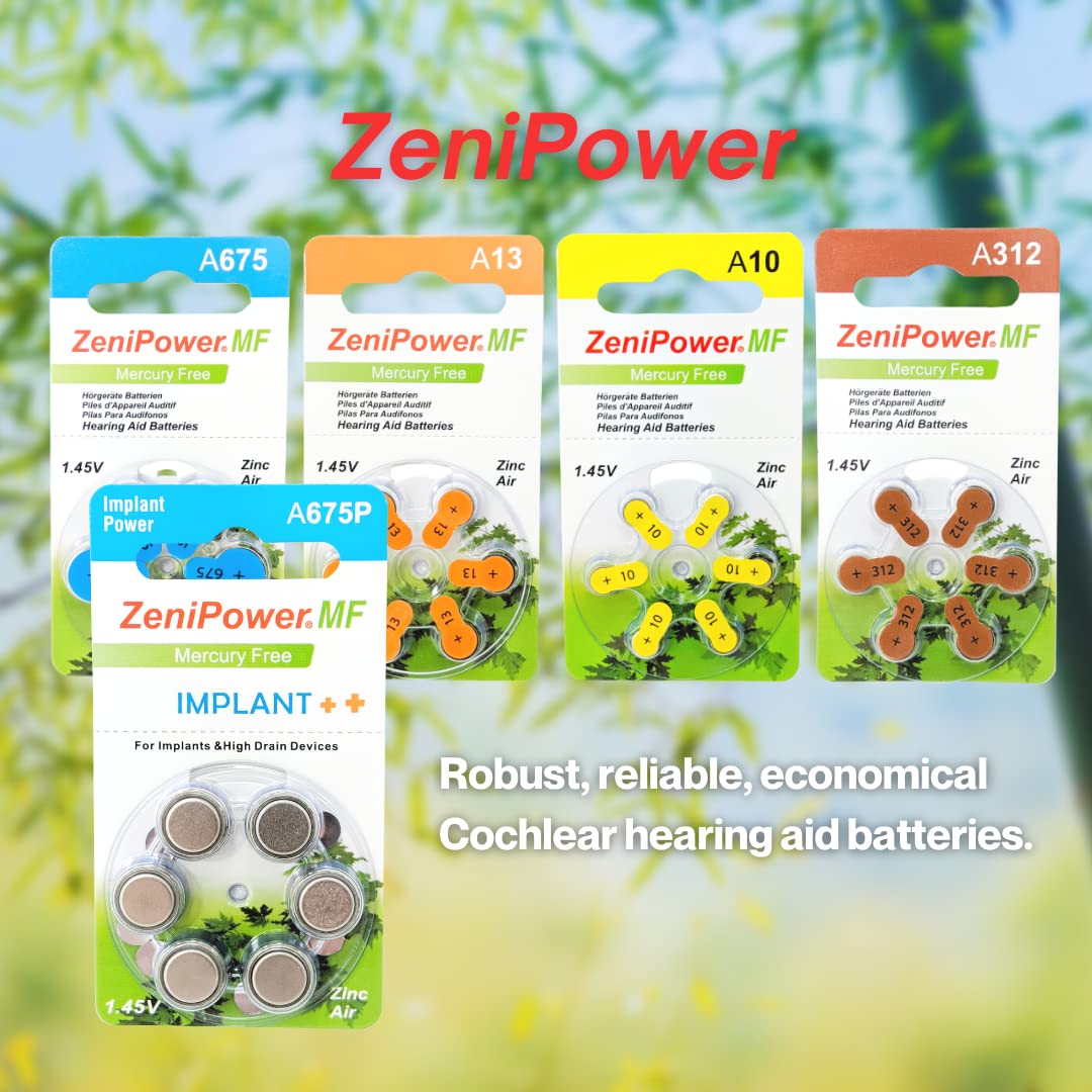 ZeniPower pila 675 instalada en procesador de implante, uso fiable