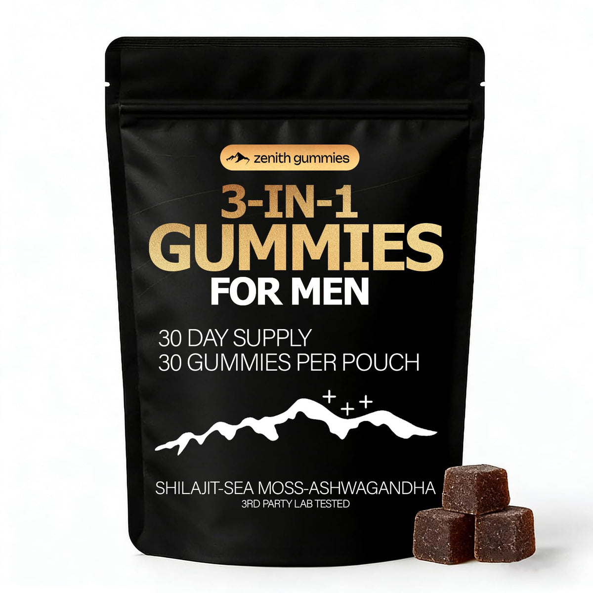 Zenith Gummies empaque frontal mostrando etiqueta y beneficios