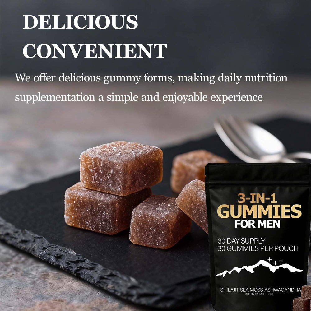 Zenith Gummies ingredientes naturales: shilajit, sea moss, ashwagandha