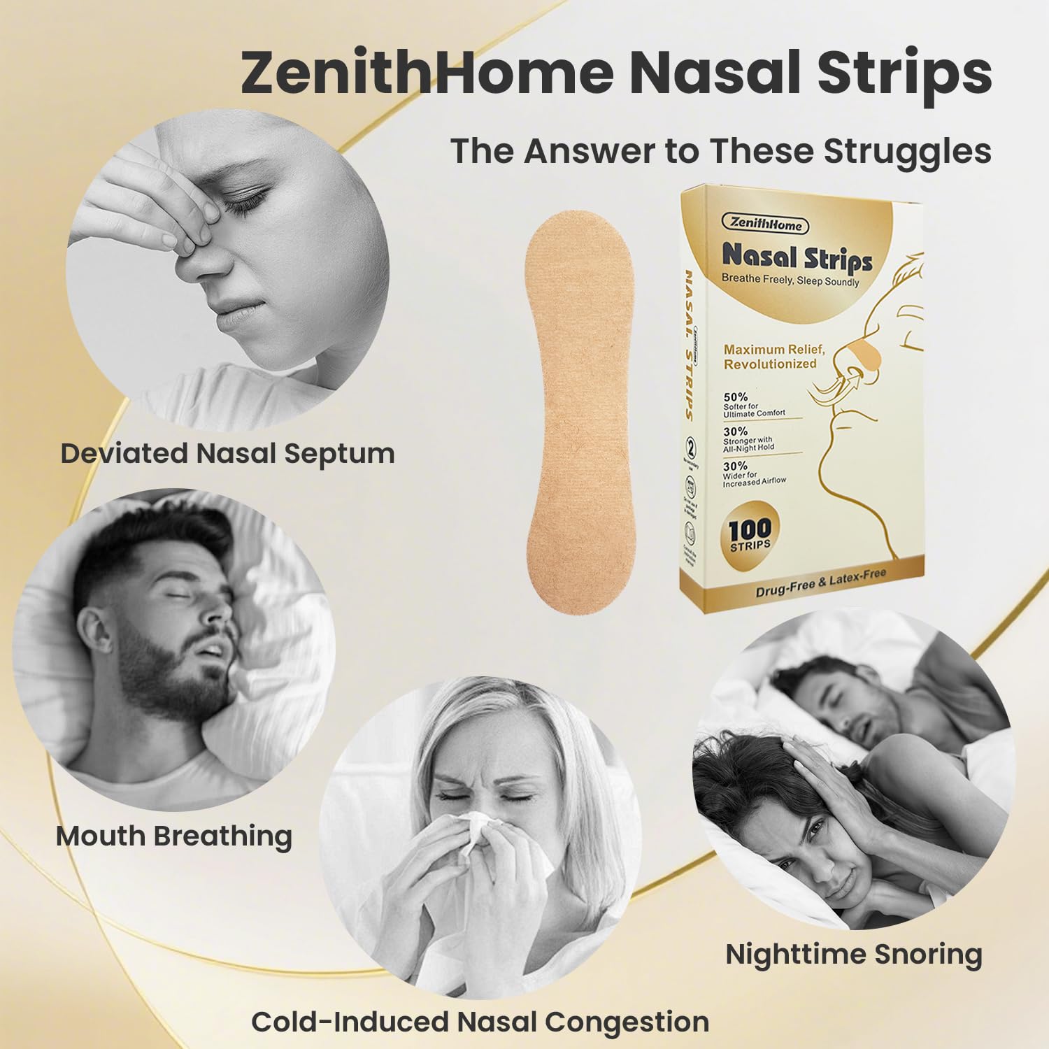 ZenithHome atleta corriendo con tira nasal para mejor ventilación durante ejercicio