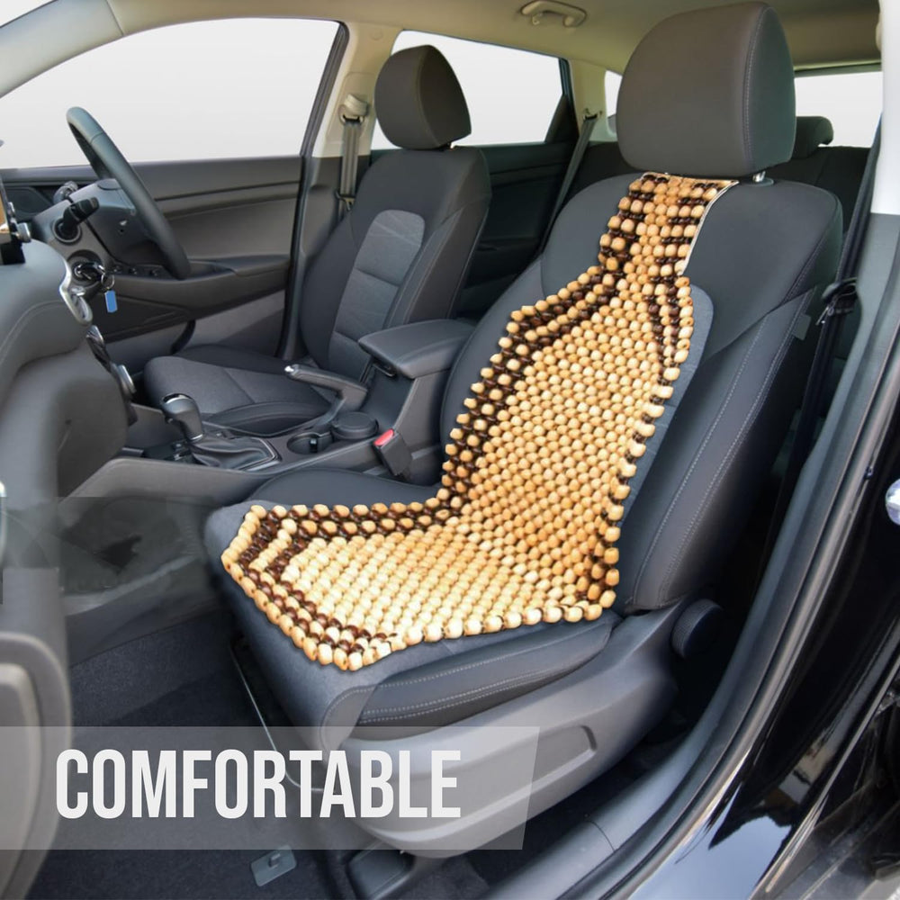 Zento Deals funda colocada en asiento de coche demostrando masaje y ventilación