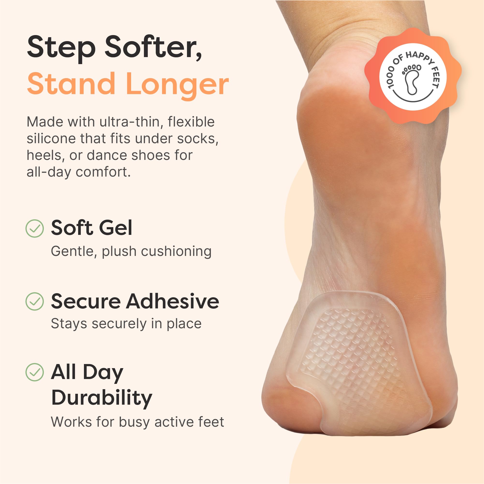 ZenToes almohadilla colocada dentro de un zapato resaltando soporte discreto