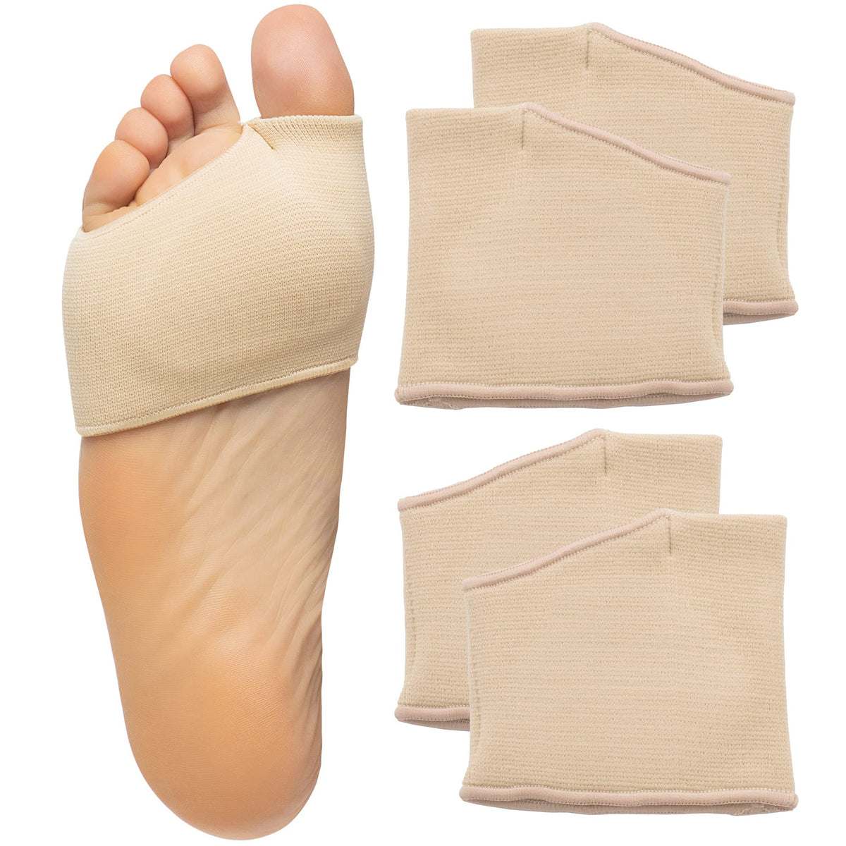 ZenToes almohadillas frontal del paquete mostrando 4 unidades y beneficio de comodidad