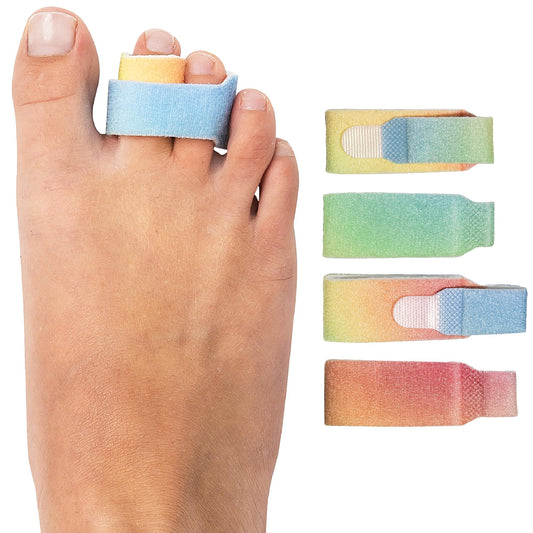 ZenToes paquete frontal mostrando envolturas y beneficios de ajuste