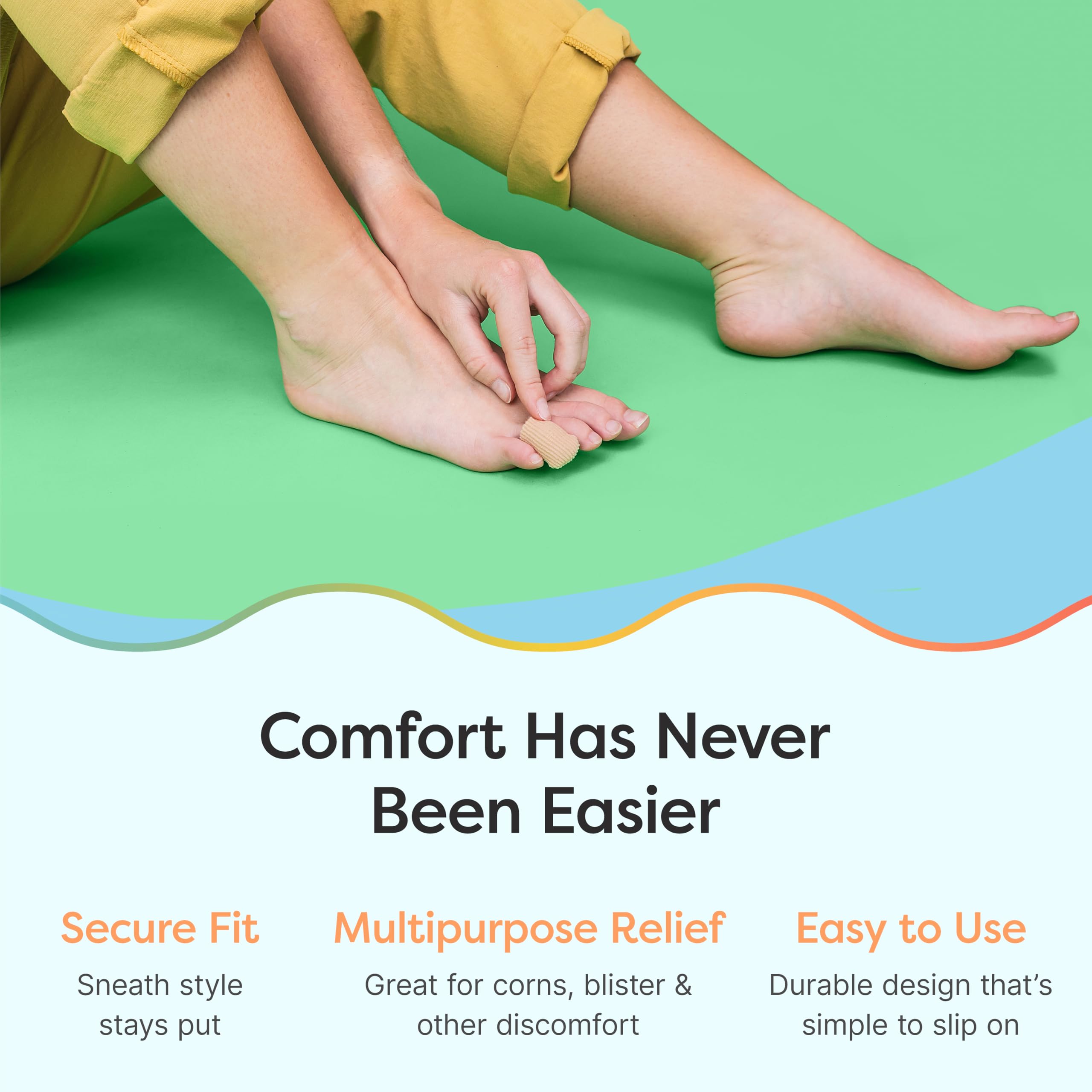 ZenToes funda colocada en un dedo del pie aliviando el roce