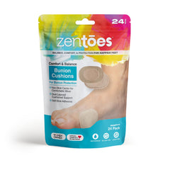 ZenToes frente del empaque mostrando 24 unidades y comodidad inmediata