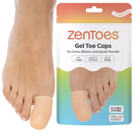 ZenToes empaque frontal beige mostrando paquete de seis para comodidad diaria